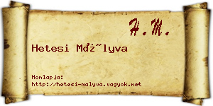 Hetesi Mályva névjegykártya